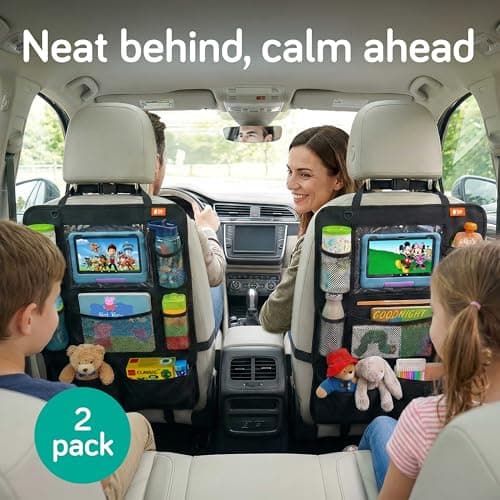 Baby Uma Car Back Seat Organiser for Kids — 2 Pack | Rear Seat Organiser with Tablet Holder & Multiple Pockets | Kids Car Seat Organiser | Car Travel Accessories | Backseat Car Organizer for Children — view 2