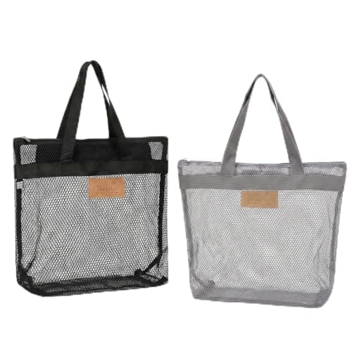 LEOUEANR 2Pcs Quick-Drying Mesh Shower Tote, Lightweight Foldable Design, Large Capacity with Reinforced Handle, for Gym Beach Travel Bathroom Organization