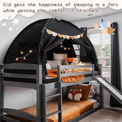 Full Size Bed Canopy Bed Tents Dream Tent on Bed Privacy Space Blackout Sleeping Tents Indoor Breathable Portable Cottage Drafty Room Floor Bed Tents (Large Black) — view 3