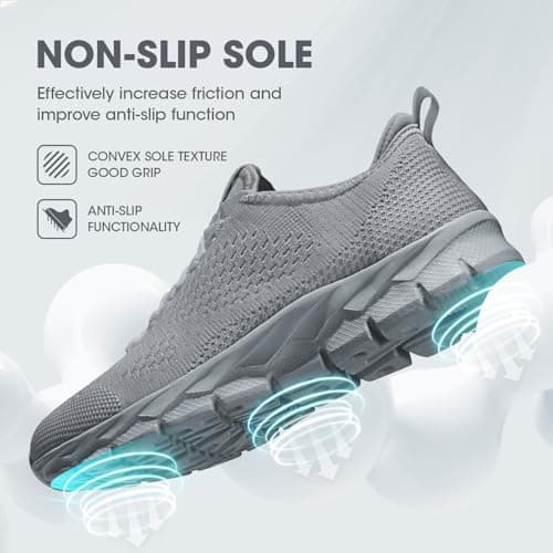 Womens Trainers Running Shoes Jogging Fitness Sneakers Lightweight Breathable Walking Gym Sports Casual Trainers Tennis Shoes，Grey Size 8 UK — view 2