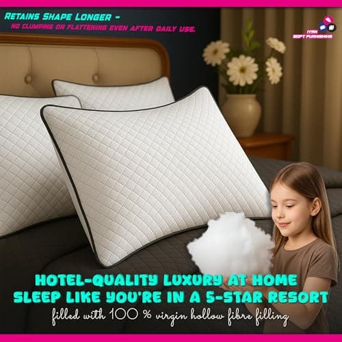 Ultrasonic Quilted Grey Pipiing Hollowfibre Pillows 4 Pack – Luxury Firm & Plump Bed Pillows for Sleeping, Hypoallergenic Down Alternative Bounce Back, Side & Stomach Sleepers, Dust Mite Resistant — view 4