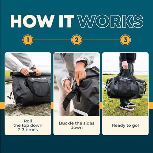 Waterproof Duffel Bag - Roll Top Dry Bag for Motorcycle and Travel - 50L — view 5