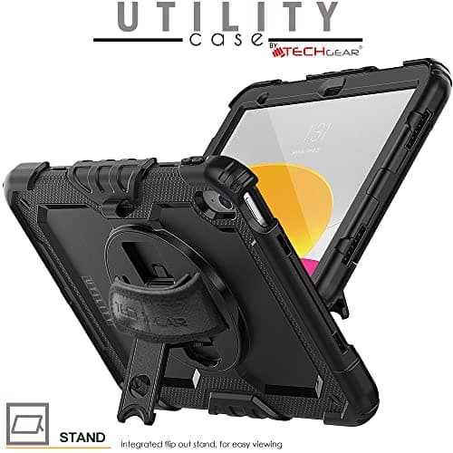 TECHGEAR UTILITY Case for iPad 11" A16 (11th Gen 2025) & 10.9" (10th 2022), Rugged Heavy Duty Shockproof Cover Screen Protection, 360 Stand, Hand & Shoulder Strap - for Work, School, Travel etc- Black — view 5