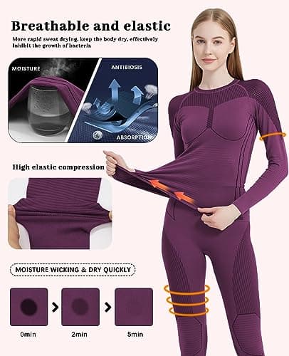 MEETWEE Women's U50 Thermal Underwear, Red, M — view 4