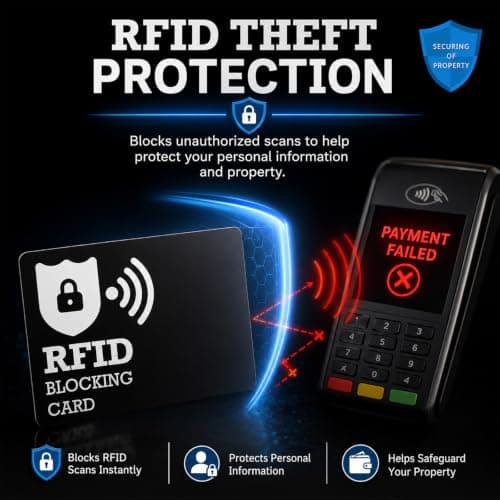 ChainYao 6 PCS RFID Blocking Cards, Ultra Thin Black Anti Theft Credit Card Protectors, Contactless Bank Card Blocker for Wallets, Slim Card Safeguard for Men & Women — view 6
