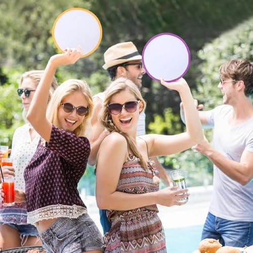Srvauyea 8 Pcs Folding Hand Fans, Round Portable Foldable Handheld Fans, DIY Foldable Round Hand Fan, Comes with 12 Paintbrush,for Summer Parties, Wedding Favours, Party Bag Fillers, Festivals — view 6