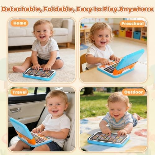 Dreamon Kids Laptop 2-in-1 Toy Laptop Computer for Toddler Children Detachable Kids Tablet with Alphabet Music Lights Sounds Educational Montessori Toys for 12M+ 1 2 3 Years Old — view 5