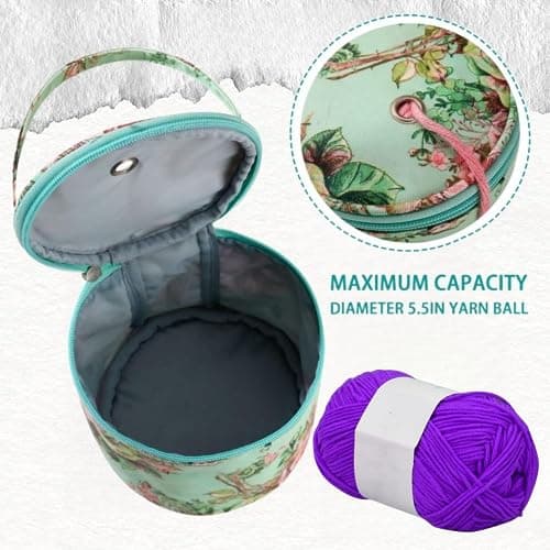 KAISELINNA Knitting Bag Yarn Storage Bag Wool Holders Crochet Tote Organizer Storage Bag Travel Knitted Wool Bags Sewing Tools (Green) — view 3