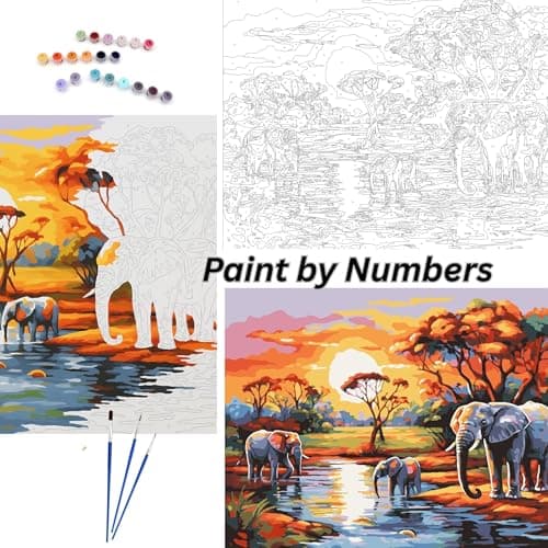 EXERZ Rolled Up Canvas Paint by Numbers Kits 30x40cm Landscape Elephant — view 6