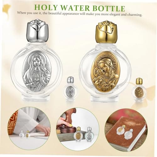 2Pcs Embossed Glass Holy Water Bottles, Leak-Proof Travel Containers — view 3