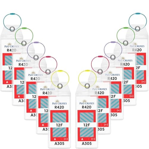 10 Pcs P&O Cruise Luggage Tag Holders, Waterproof Clear Cruise Luggage Tags with Stainless Steel Loops, 2025-2026 Suitcase Tag Accessories for P&O Cruise Lines, Durable Travel Essentials