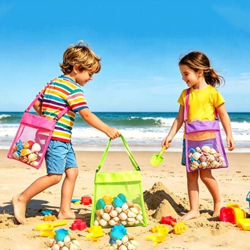 SIYOPINPFY Colorful Mesh Beach Bags, 5 PC Set — view 6