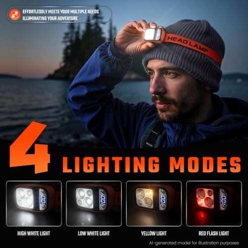 DARKBEAM LED Head Torch High Lumens USB Rechargeable Dual Lights Headlamp — view 3