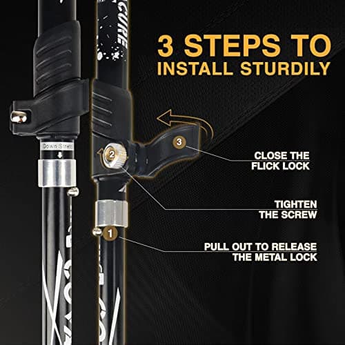 covacure Walking Poles, 7075 Aluminum Tri-fold, Adjustable Height, 2PCS — view 4
