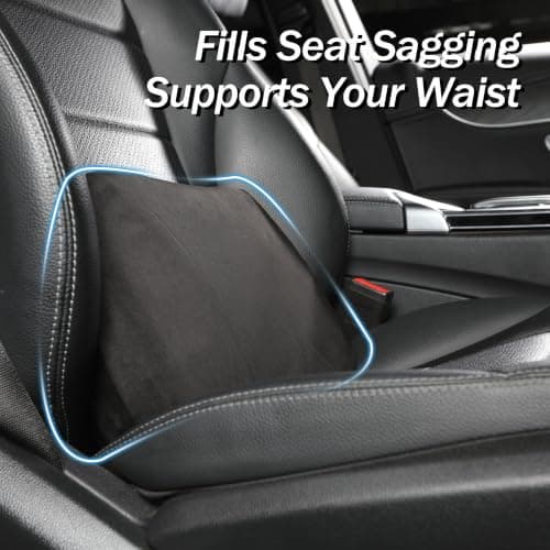 POKSRI Lumbar Support Pillow,Back Pain Relief Cushion,fits tightly around the waist,Memory Foam,Skin-friendly Suede Fabric,fit Car Drive,Office chair,Rest seat,Improve Posture,Portable,15.5''Lx 8.7''H — view 2