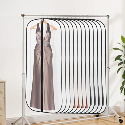 12 Pack Garment Bags, PEVA Dress Bags Covers Long, Clothes Covers 55in — view 5