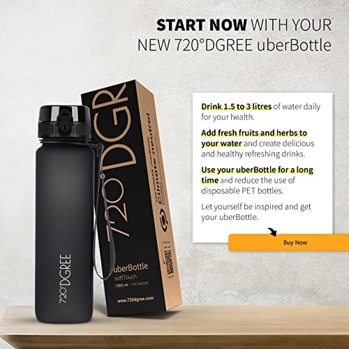 720°DGREE Water Bottle 1.5l “uberBottle“ softTouch +Sieve - BPA-Free, Leakproof, Reusable Drinking Bottle - XL Sports Bottle for all Day Hydration, Gym, Fitness, Office, University, Hiking, Travel — view 6