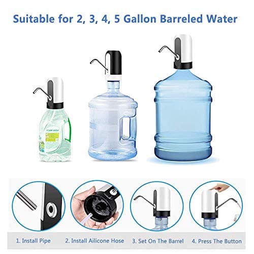 Electric Water Bottle Pump, USB Charging Automatic Drinking Water Dispenser, 30 Days Battery Life, Portable Water Bottle Switch for Universal 2-5 Gallon Bottle, For Home, Office, Travel, Camping,White — view 6