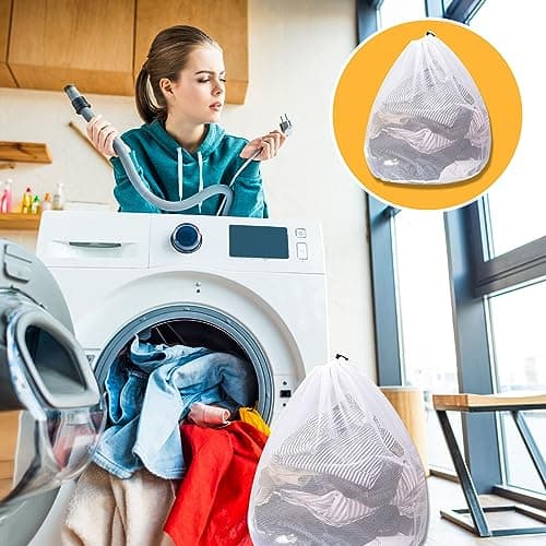 Extra Large White Mesh Laundry Bag 79 x 68 cm with Drawstring — view 4