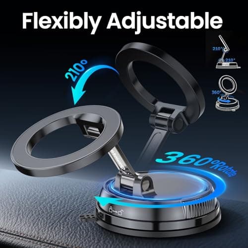 MagSafe Car Phone Holder, 35 kg Vacuum Suction Mount with 22 N55 Magnets — view 5