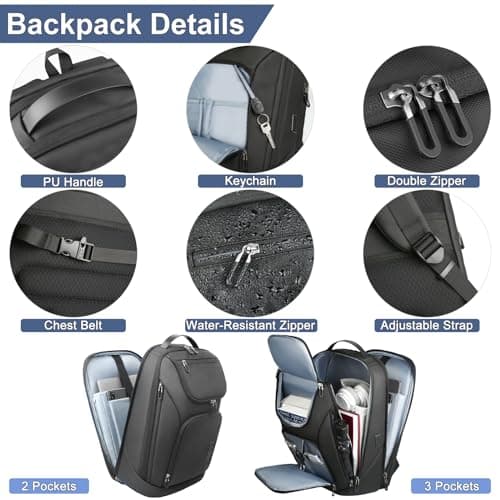 HEROIC KNIGHT Laptop Backpack for Men,Travel Rucksack 17.3 Inch-Black — view 5