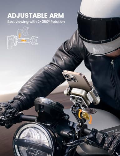 Lamicall Motorbike Phone Holder, [All-Metal] Motorcycle Phone Mount Gold — view 3