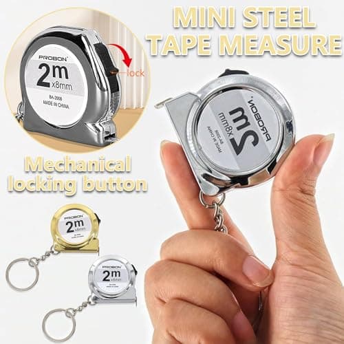LHLZNB 3PCS Mini Tape Measure Set, 2M Retractable Keychain Measuring Tool Silver & Gold with Bottle Opener Nail Clipper for DIY Home Travel — view 6