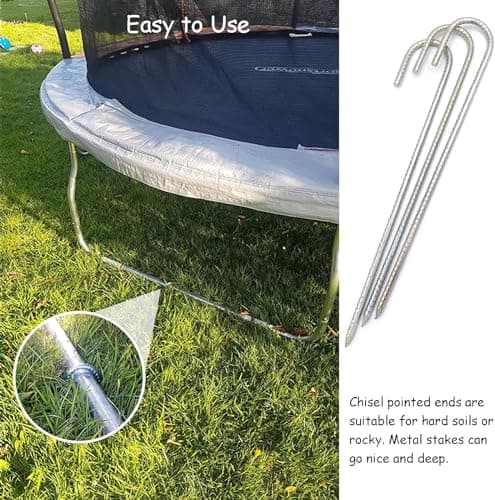 16" Heavy Duty Galvanised Steel Ground Rebar Stakes, Ground Stakes J Hooks Ground Anchors for Marquees, Gazebos, Castles, Tents, Trampolines, Bouncy, Camping, Football Nets(40CM 8 Pack) — view 5