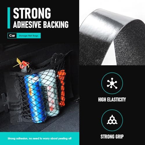 PEAPIN 2 PCS Adhesive Car Boot Storage Net 40x24cm Elastic Mesh Net — view 3
