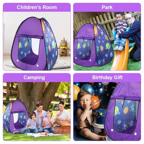 Jonuin Pop Up Play Tent, Pop Up Tents for Kids, Astronaut Spaceship Space Playhouse, Foldable Kids Tent with Carry Bag, Indoor & Outdoor Play Tents for Boys Girls Toddlers (Space) — view 4