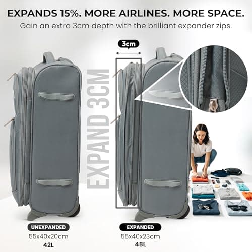 Aerolite 55x40x20 Expandable Ryanair Priority Suitcase, 2 Wheels — view 3