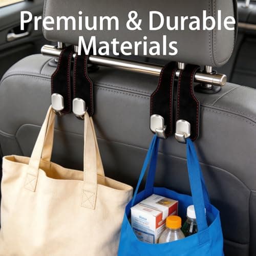 Brown Car Headrest Hooks 2 Pack, Rotating Car Seat Hooks for Bags — view 3