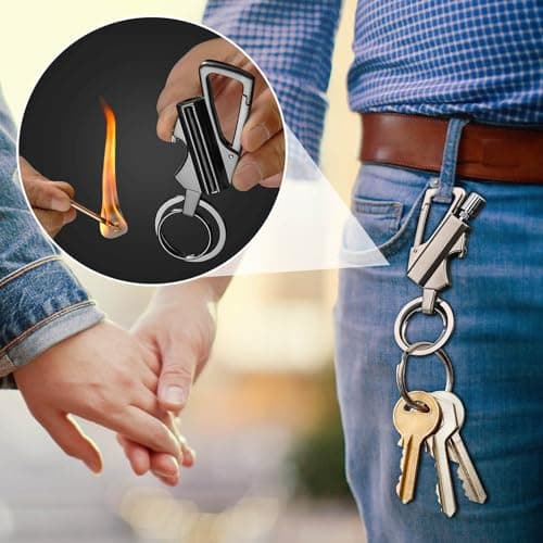 Permanent Match Infinity Lighter with Multitool Keychain, 3 in 1 Keychain Lighter, Metal Unlimited Waterproof Matches, Bottle Opener, Men Gifts (Gold) — view 2