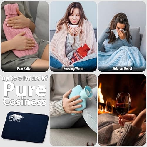 Rechargeable Electric Hot Water Bottle Heat Pad 6 Hour Warmth Temperature Control Detachable Lead Cosy Bed Warmer Hand Warmer Pouch Gifts (Navy) — view 4