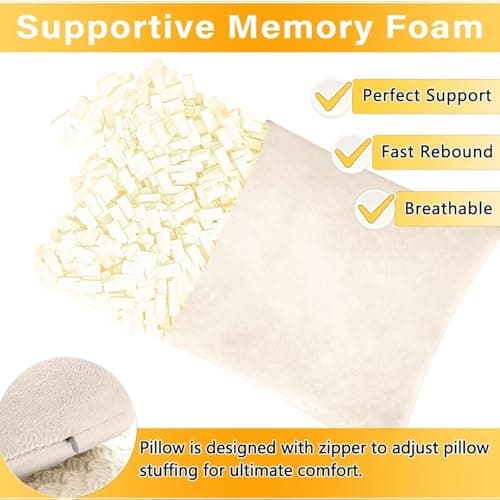 TaiBest 2 Pack Small Pillow, Memory Foam Mini Pillow 11 X 7 Inches for Travel, Sleeping, Nap and Neck, Knee, Lumbar Support, Tiny Pillow Cushion for Pet, Dogs (beige) — view 3