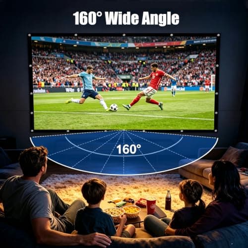 JUBORUI 120 Inch Portable Projector Screen, Easy Setup with Hooks,160° View — view 5