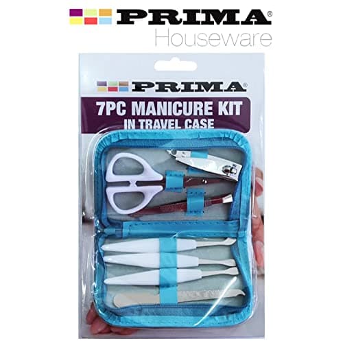 7x Pcs PRIMA Unisex Manicure Kit + Travel Case Health Beauty SPA Salon Nail Clippers Tweezers Safety Scissors File Men Women Grooming Care Pedicure Tools UK FREE P&P — view 2