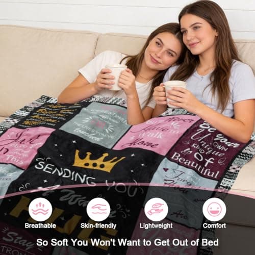 Vicloon Flannel Blanket Gifts, 150x130cm Hug Gifts Blanket, Funny Birthday Blankets, Soft Throw Gift Blankets with Heartfelt Quotes, Friendship Feel Better Present for Birthday,Christmas,Graduation — view 5