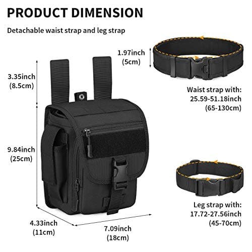 HUNTVP Leg Bag Tactical Drop Leg Bag Motorbike Molle Pouch Cross Over Leg Rig Thigh Pack for Motorcycle Cycling Riding Outdoors Camping — view 2