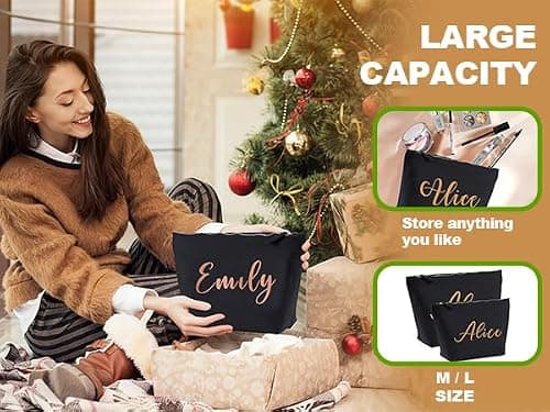 Personalised Makeup Bag for Women - Custom Cosmetic Bags, Personalised Wash Bag, Travel Toiletry Organizer, Gift for Her Birthday, Christmas, Wedding, Mum, Girlfriend, Grandma(L 30 x 16 cm) — view 6