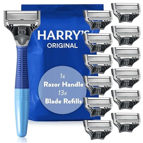Harry's Razors for Men - Men's Razor Set with Indigo Blue Handle, 13 Razor Blade Refills, Travel Blade Cover, (packaging may vary)