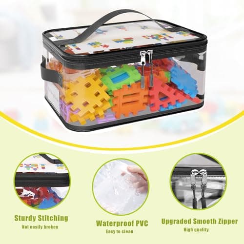 8 Packs Extra Large Toy Storage Bags with Labels, Reusable Clear PVC Board Game Storage, Travel Waterproof Toy Organizer Bags with Name Tag and Manual Pocket for Building Blocks, Puzzle (Black) — view 6
