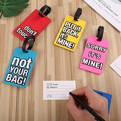 Firtink 5 Pack Luggage Tags with Name ID Card, Secure Travel Suitcase Tags — view 4