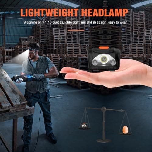 BORUIT H09 LED Head Torch, Head Torch with Red Light Headlamp — view 4
