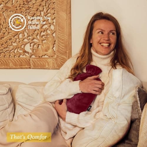 Hot Water Bottle - with Soft Premium Fleece Cover - Burgundy, 2L - Heating Pad for Menstrual Cramps & Period Comfort - Bed Foot Warmer - Hot & Cold Compress for Back, Stomach, Neck Pain Relief — view 5