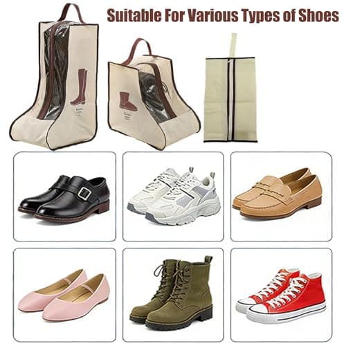 3 Pcs Boot Storage,Short and Tall Boots Storages,Portable Protector Bag Dust Proof Travel Shoe Bags with Handle Boots Organizer for Packing Travel and Daily Use — view 5