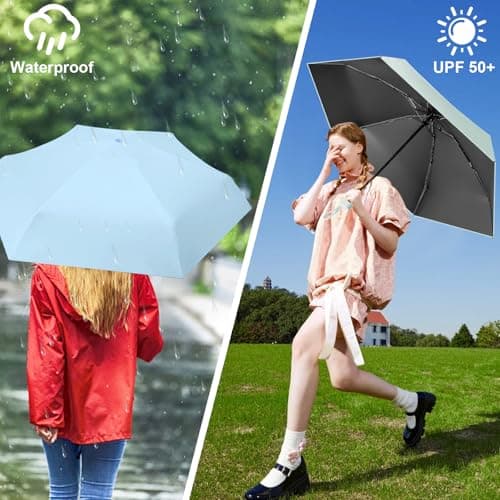 WoRuyKot Mini Travel Umbrella, 6 Ribs Mini Umbrella, UV Foldable with Capsule Box, Travel Waterproof and Windproof for Men and Women (White) — view 2
