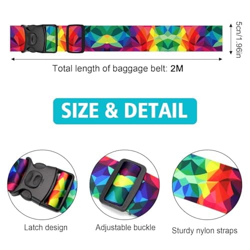 MOTONG 2 PCS Luggage Straps,200 CM Adjustable Suitcase Straps Personalised Luggage Straps Suitcases Heavy Duty Suitcase Belts Thickened Luggage Belt with Quick Release Buckle Camouflage — view 6