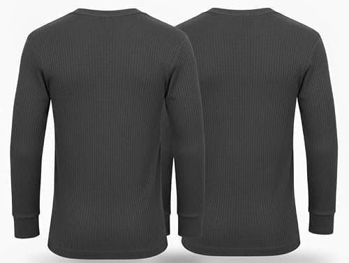 Mens Thermal 2 Pack Underwear Vests Long Sleeve Tops, Thermal T-Shirt Warm Underlayer Winter Thermals Base Layer Clothing Men Vest Top Size S-XXL (L Charcoal) — view 2