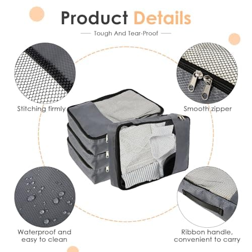 HAIJED 4 PCS Packing Cubes, Oxford Fabric Luggage Organisers for Suitcase, Travel Organiser Bags with Double Zipper Mesh Top, Travel Storage Bag for Clothes Shoes Toiletries — view 5